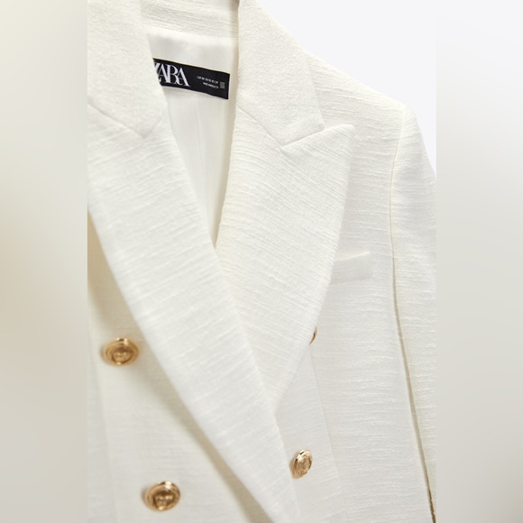 ZARA DOUBLE BREASTED TEXTURED BLAZER - Picture 5 of 11